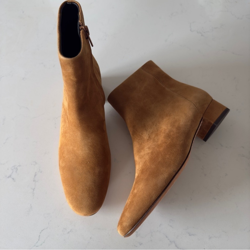 Vince Terin Suede Round Boots in Camel New Size: 6